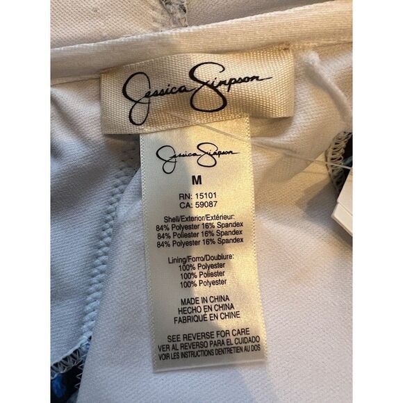 Jessica Simpson Sassy Safari Cami Bikini Top Navy Animal Print Cut Out Med NWT - Picture 7 of 8